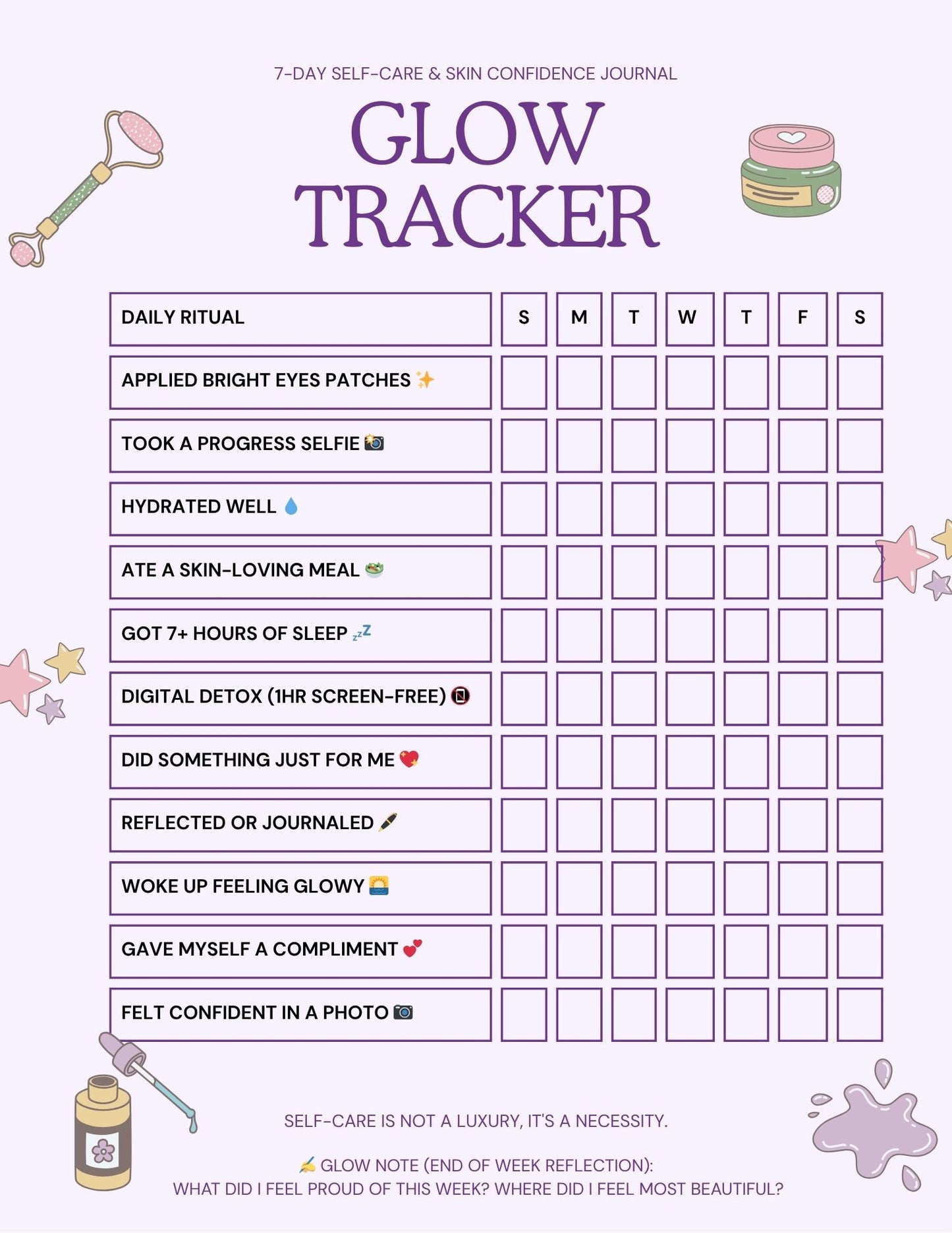 Glow Tracker Printable Journal